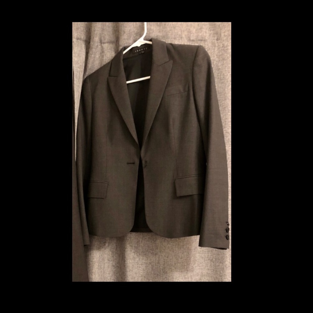 Theory Charcoal Gray Blazer Suit Jacket